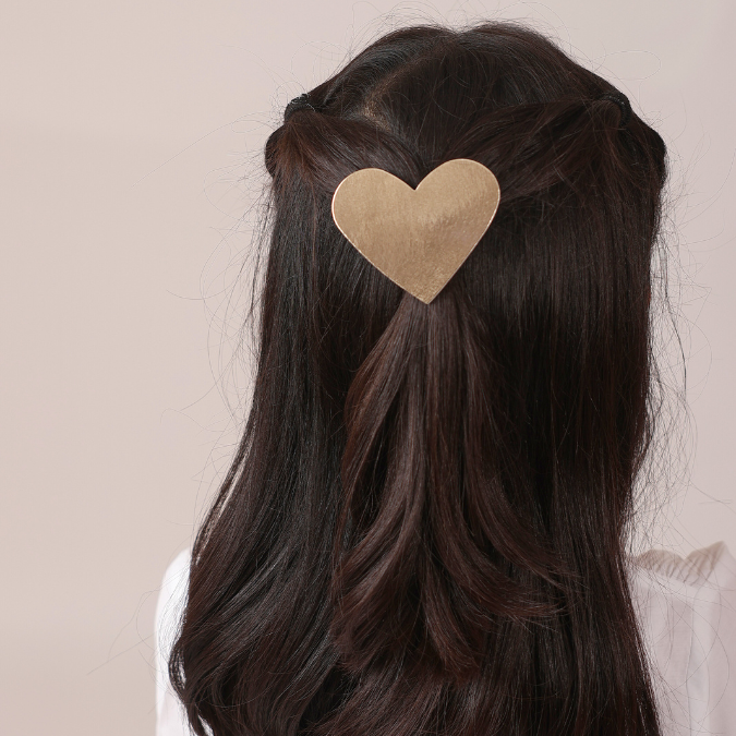 Big Leather Heart Clip - Gold