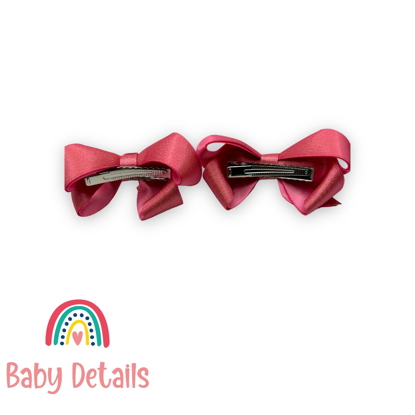 Big Bow Dark Pink Glitter Ribbon Hair Clips