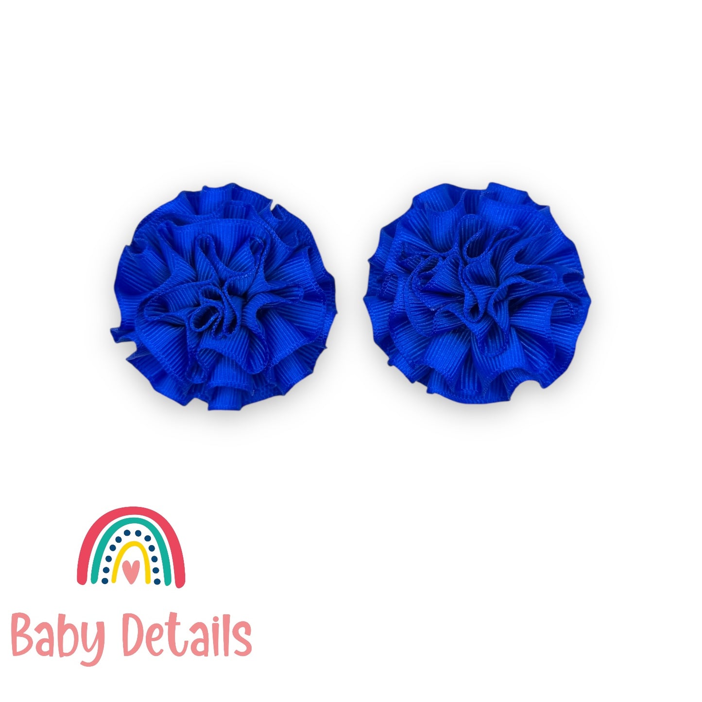 Set of 2 Rosette Bow Hair Clips - Royal Blue