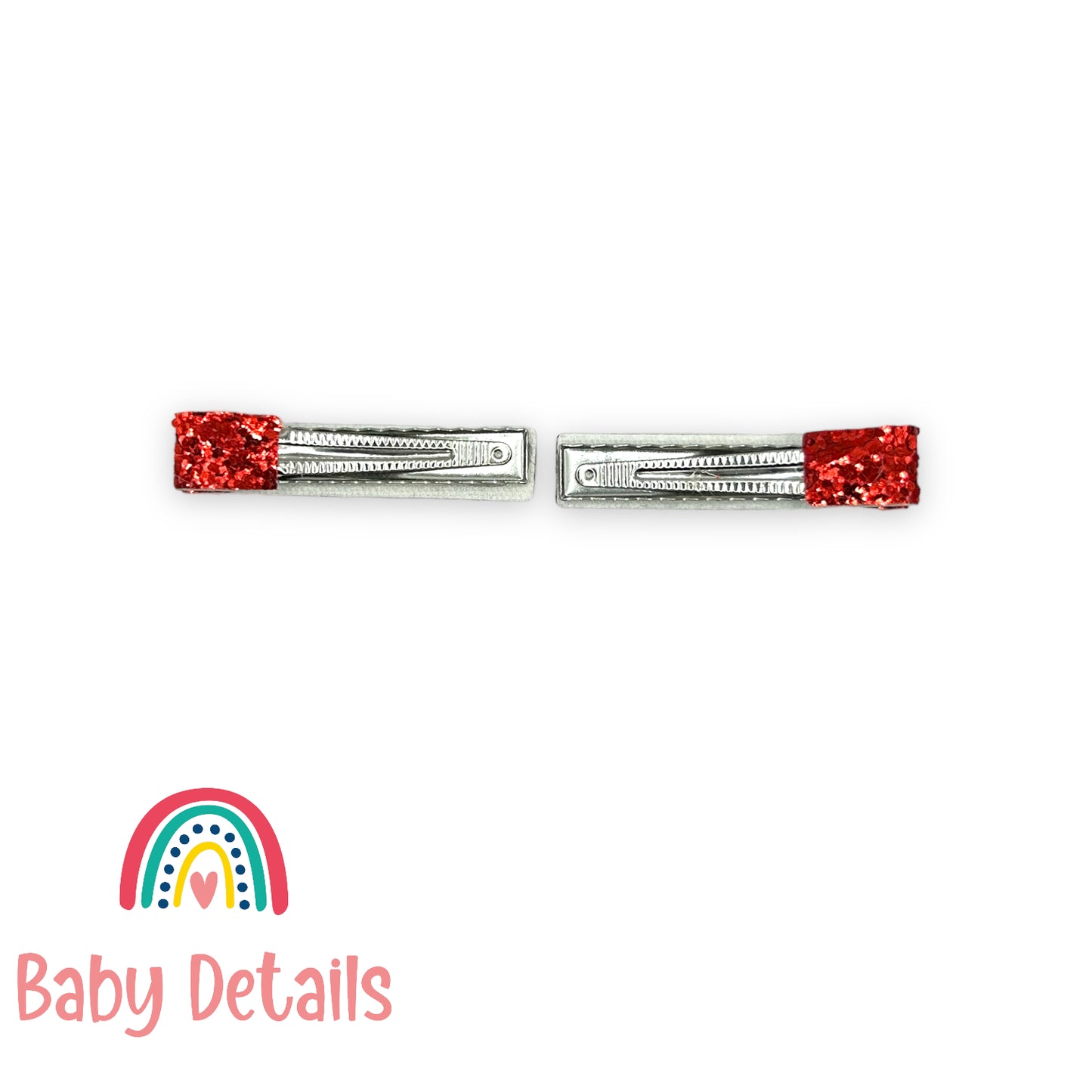 Glitter Bar Hair Clips - Red