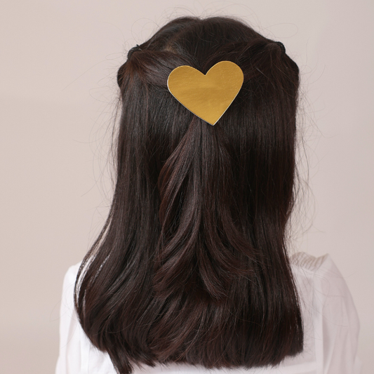 Big Leather Heart Clip - Gold 2