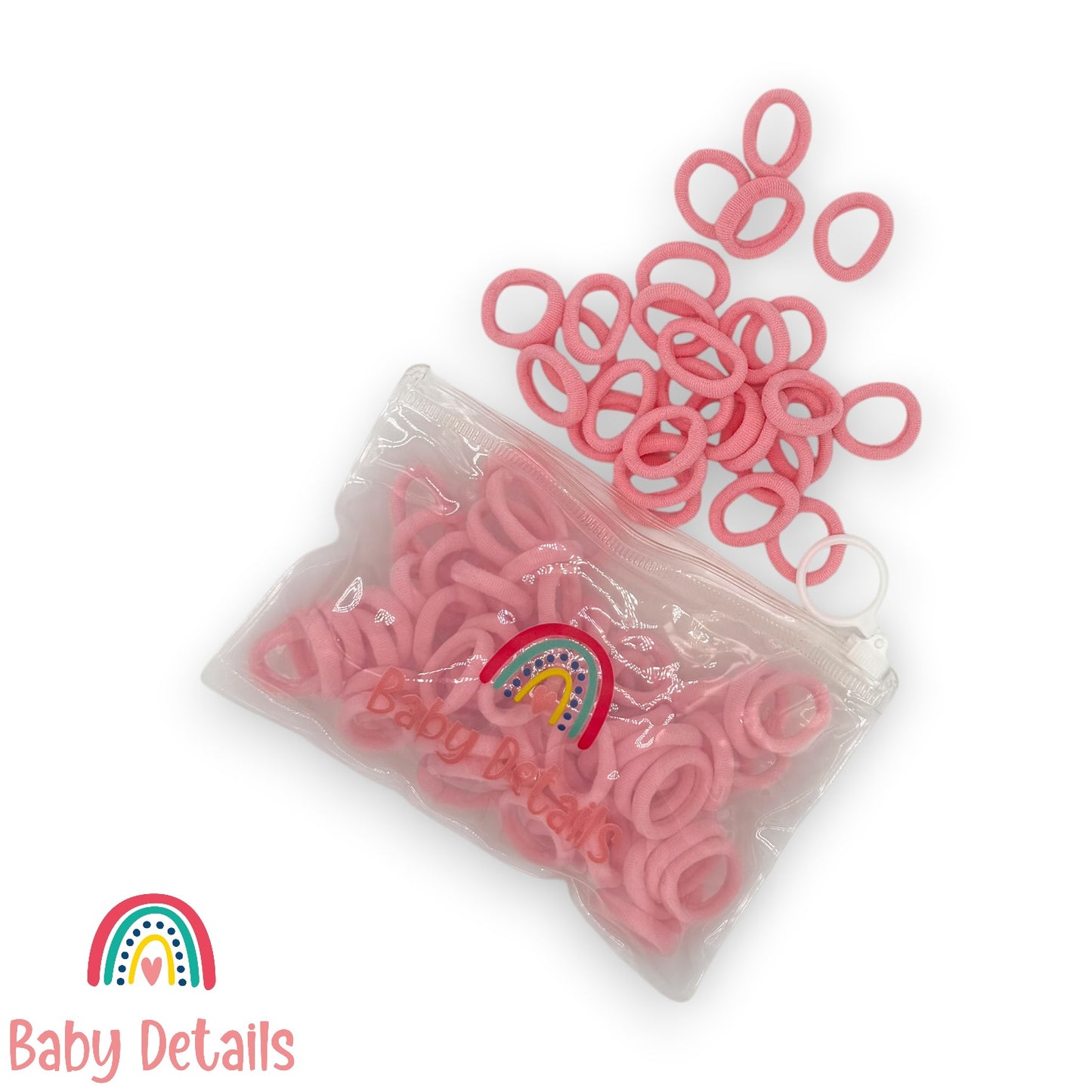 Basic Mini Hair Ties (100pcs) - Light Pink