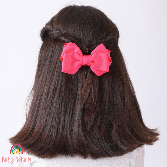 Big Bow Layers Hair Clip - Fuchsia