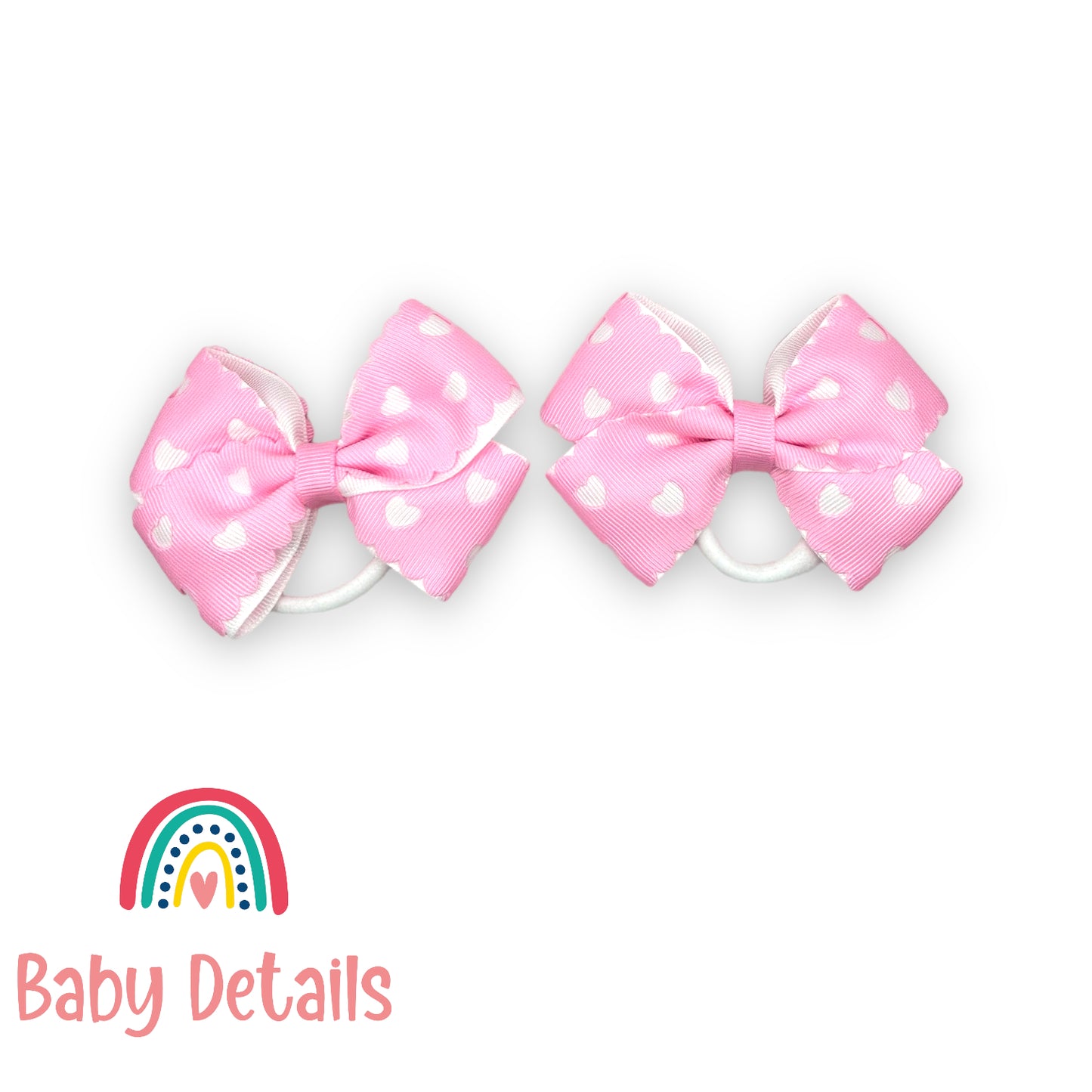 Set of 2 hearts hair ties - Light Pink