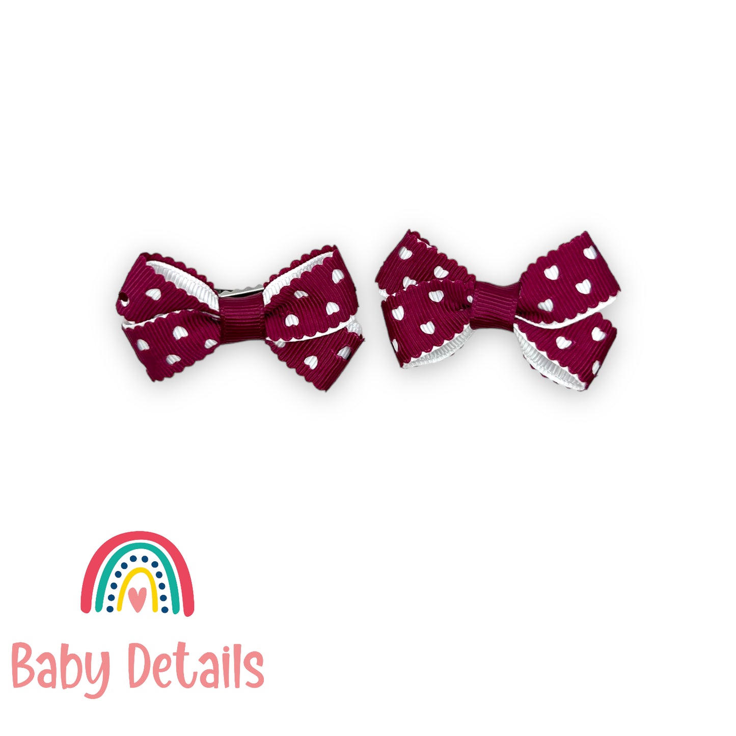 Set of 2 mini hearts hair clips - Maroon