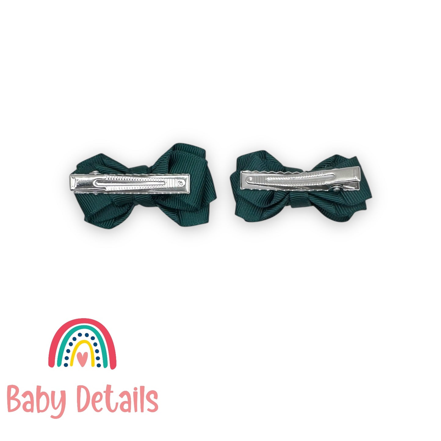 Set of 2 Mini Layers Hair Clips - Deep Green