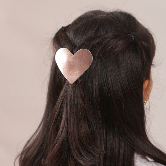 Big Leather Heart Clip - Rose Gold