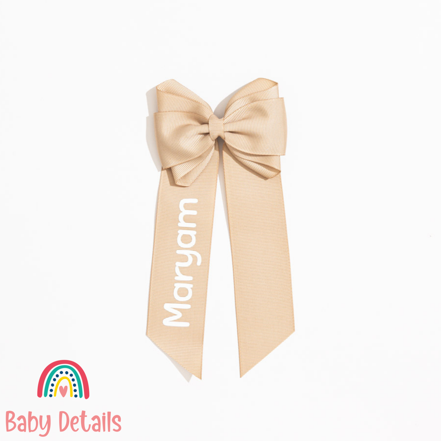 Long Double Personalized Bow - Beige