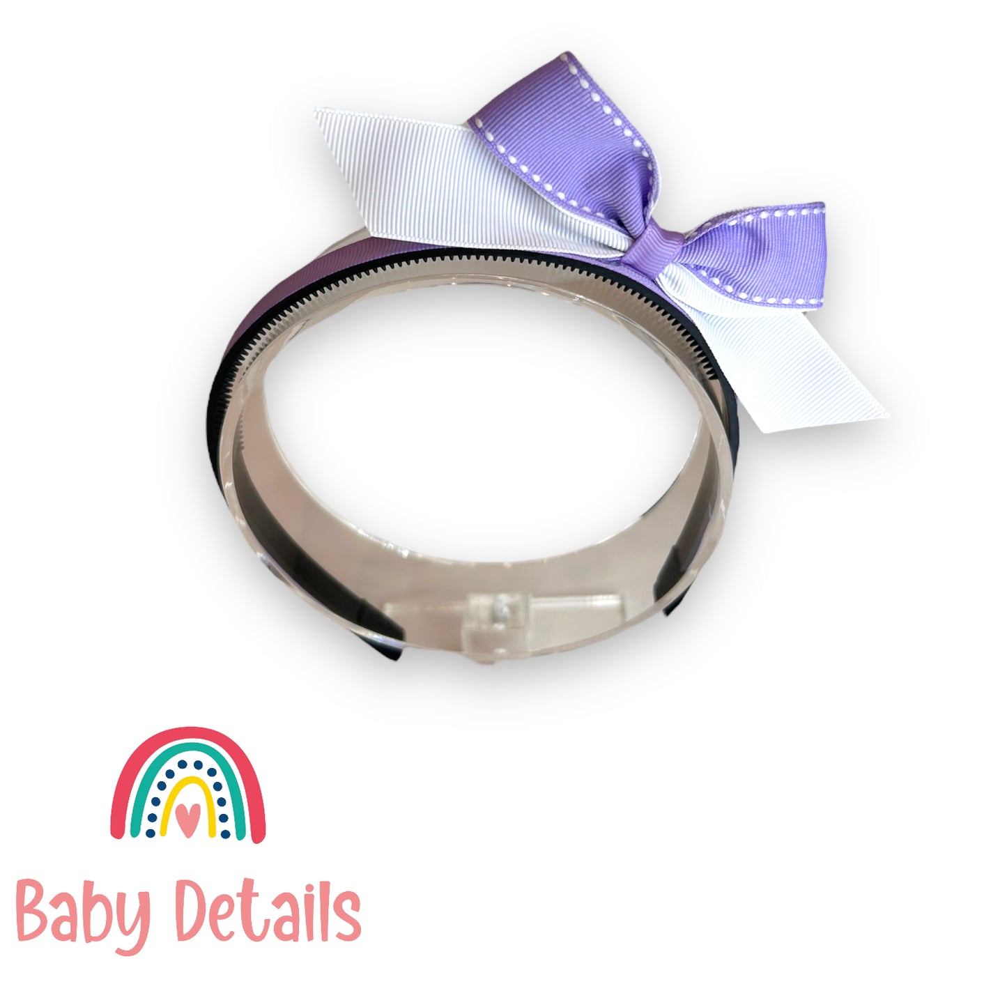 Headband with stripe bow - Purple