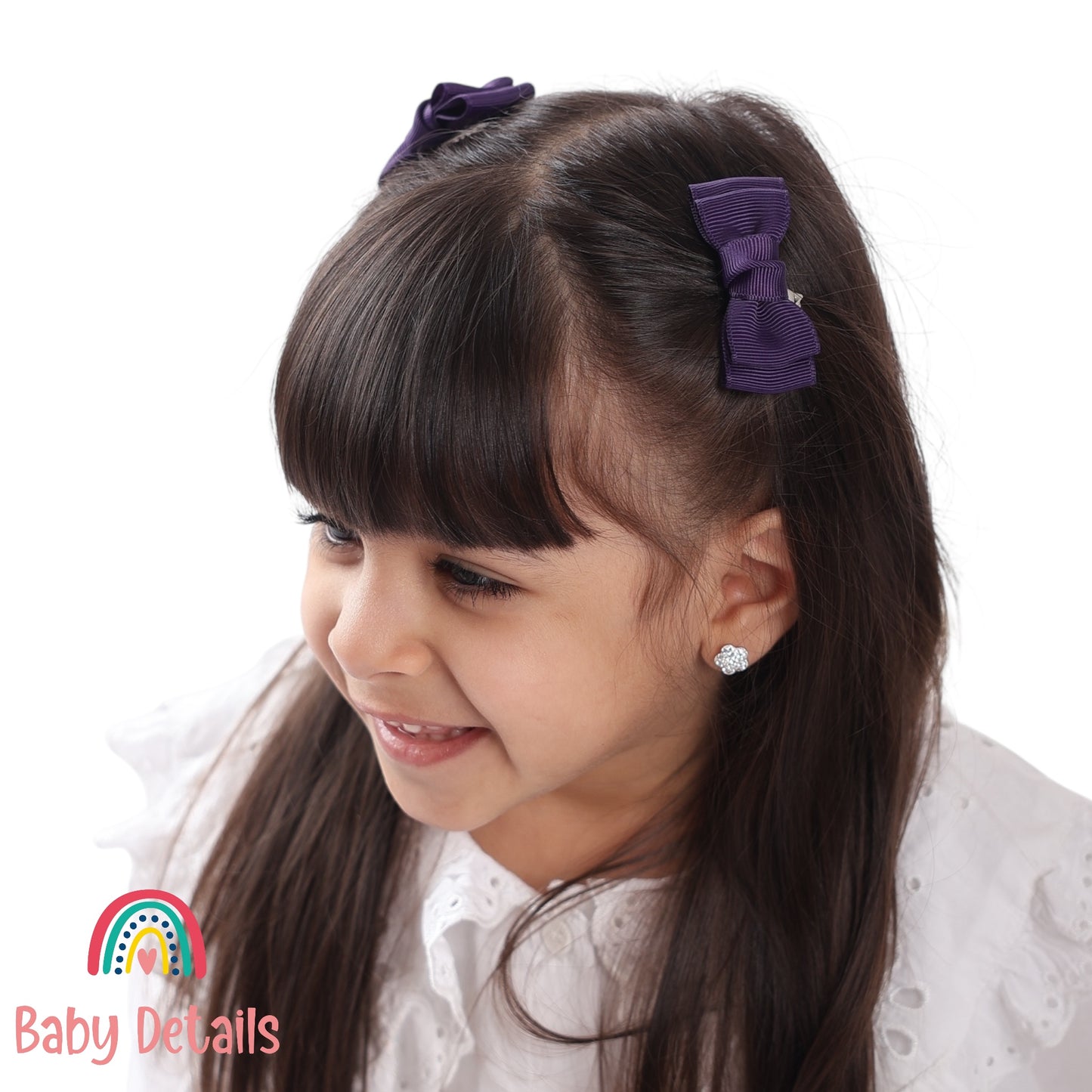 Set of 2 Mini Simple Hair Clips - Dark Purple