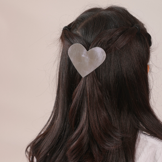 Big Leather Heart Clip - Silver