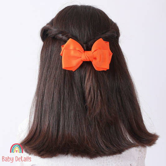 Big Bow Layers Hair Clip - Orange