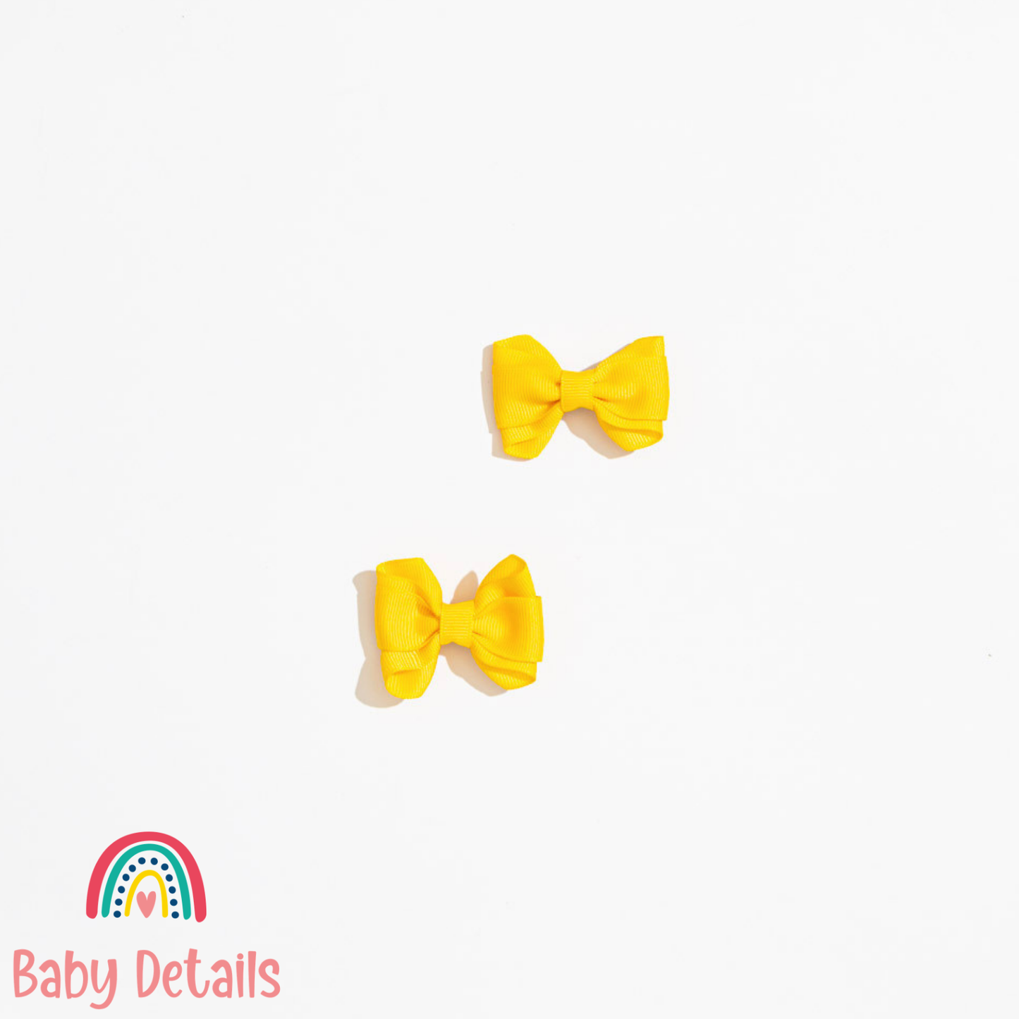 Set of 2 Mini Double Bow Hair Clip - Deep Yellow