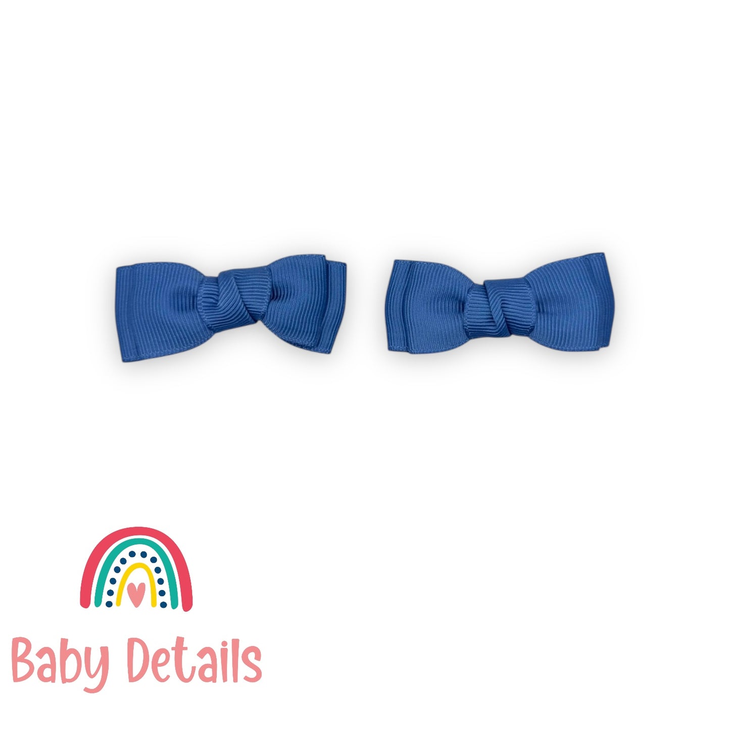 Set of 2 Mini Simple Hair Clips - Blue Grey
