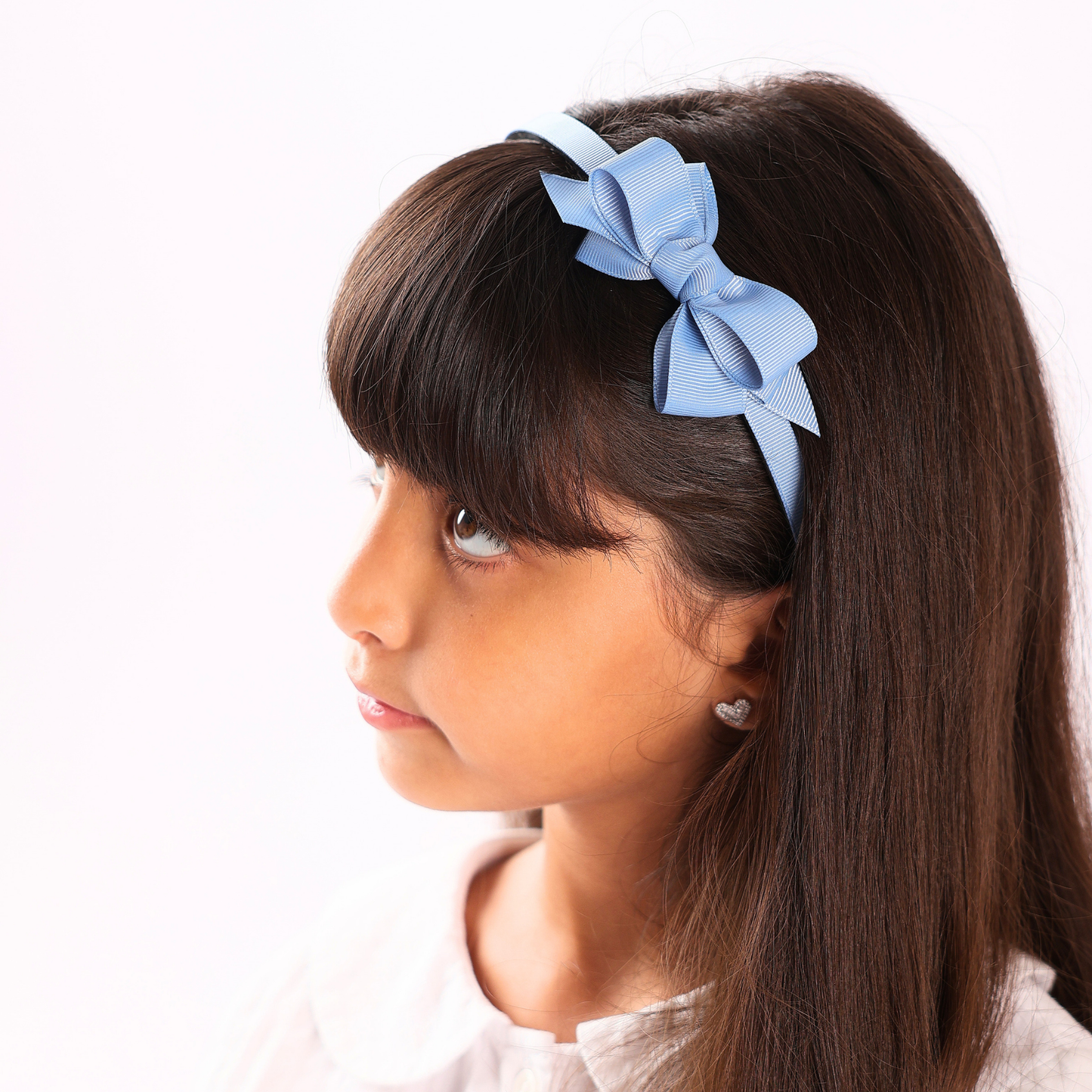 Puff Bow Headband - Ice Blue