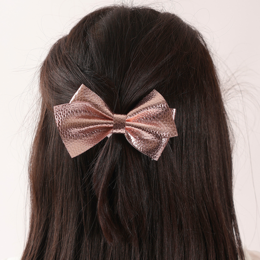 Big Leather Bow - Rose Gold