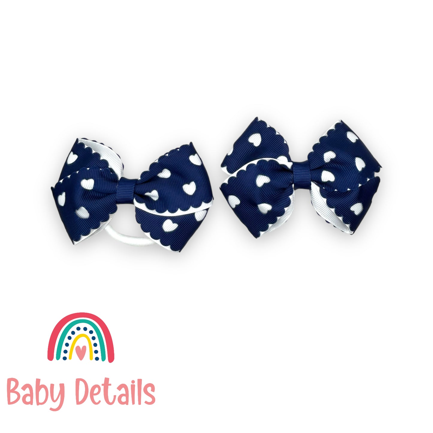 Set of 2 hearts hair ties - Navy Blue