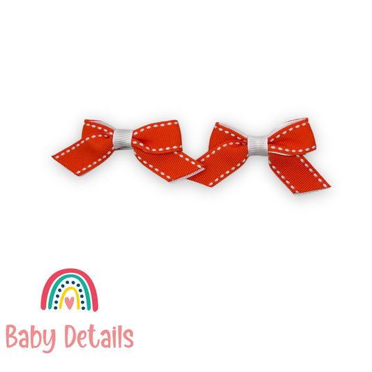 Set of 2 mini stripe hair clips - Orange