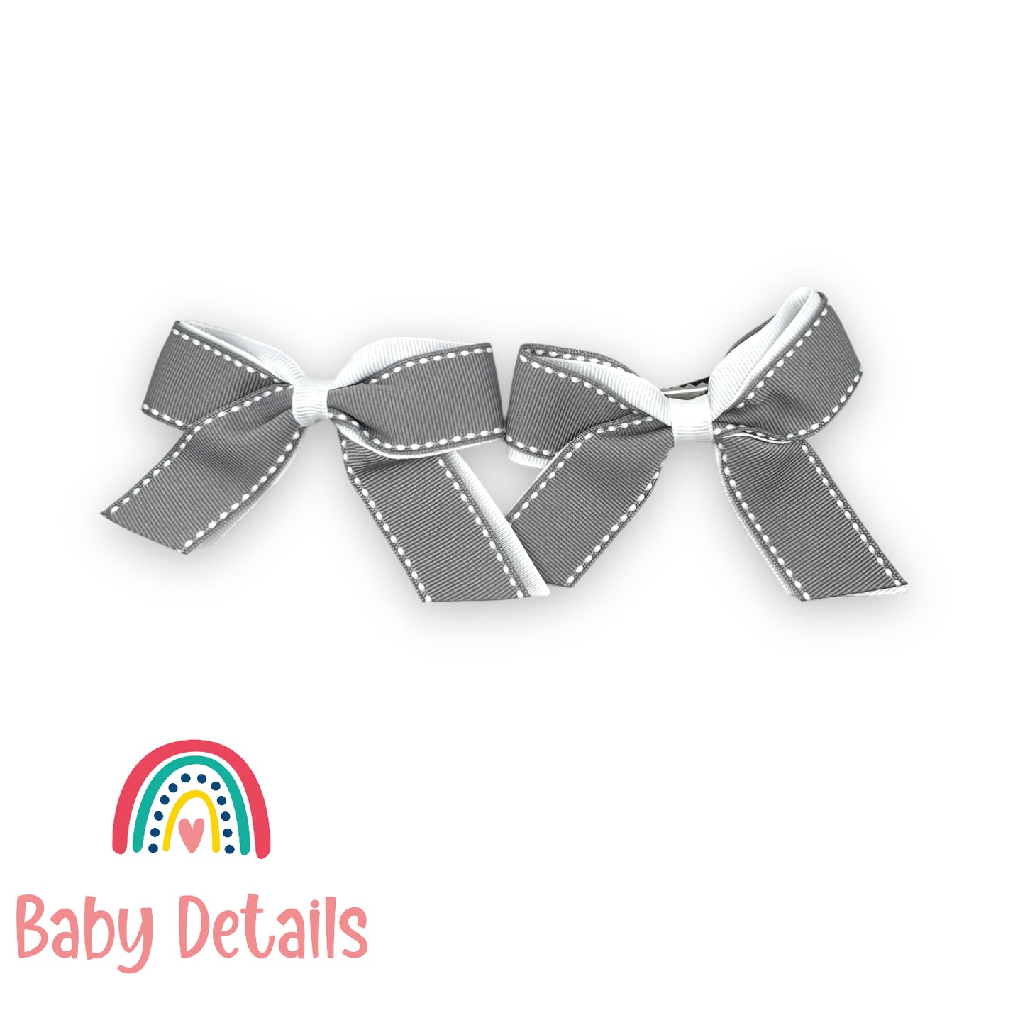 Set of 2 stripe hair clips - Light Grey