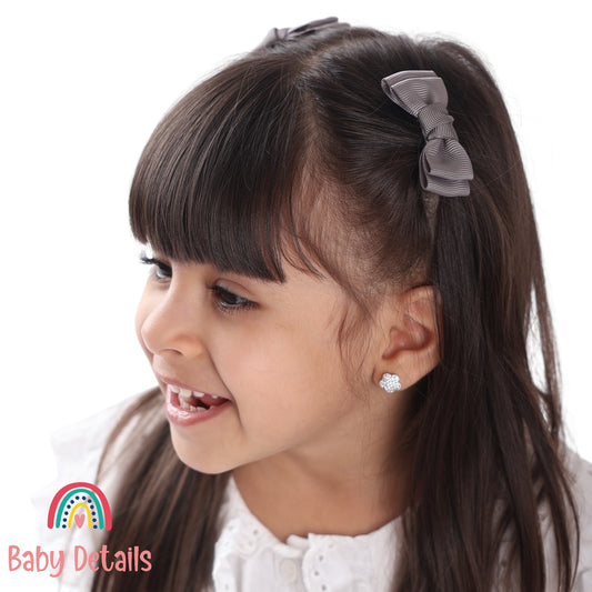 Set of 2 Mini Simple Hair Clips - Dark Grey