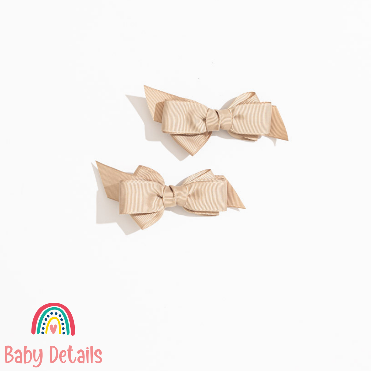 Set of 2 Puff Bow Hair Clips - Beige