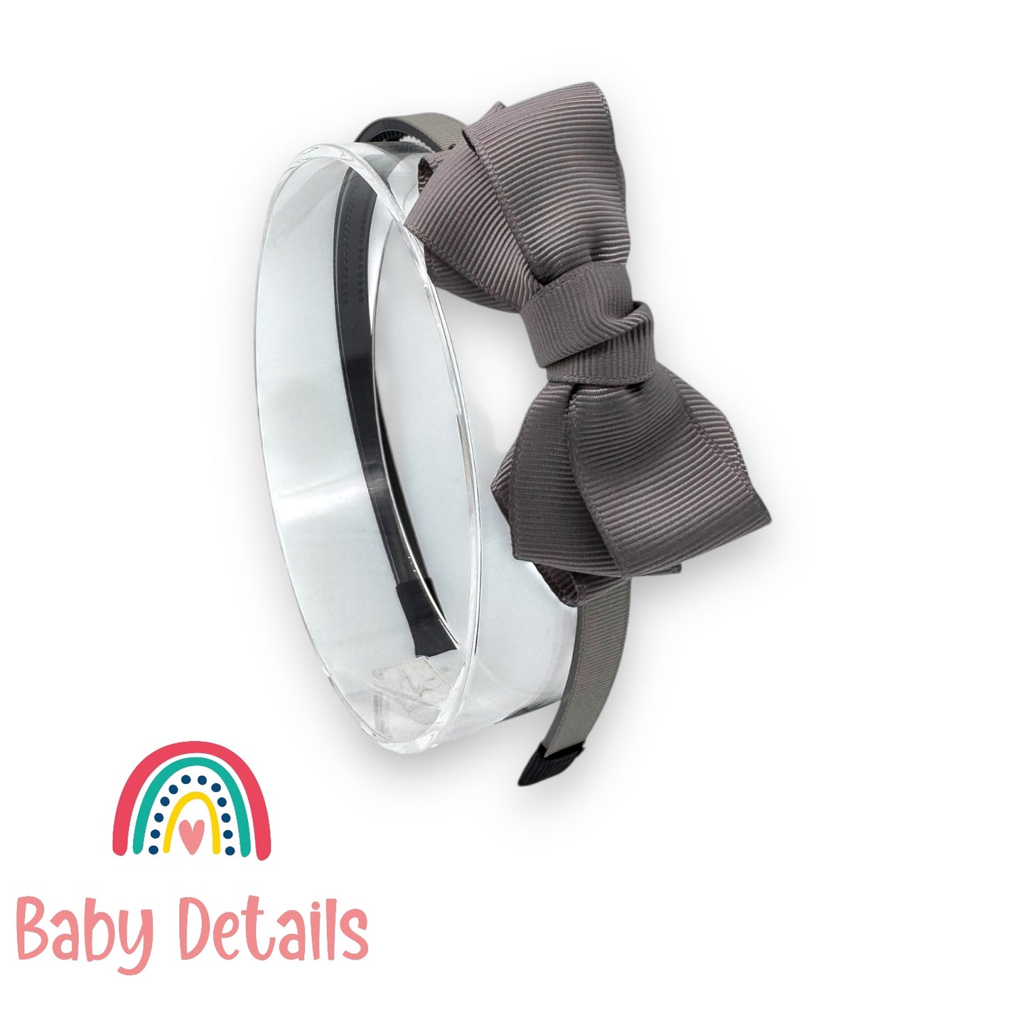 Headband with Layered Bow - Light Grey