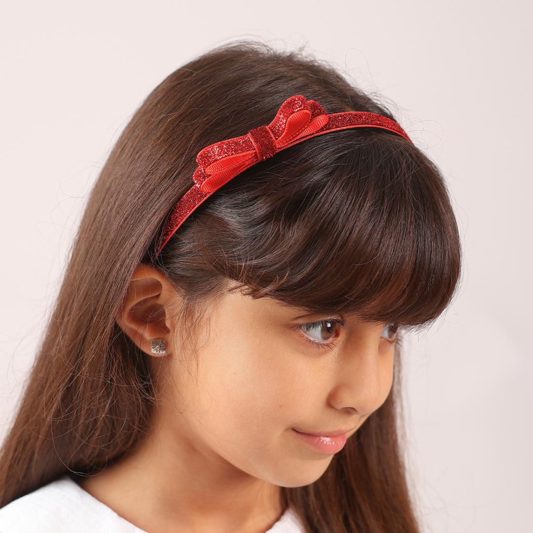 Shiny Ribbon Headband - Red