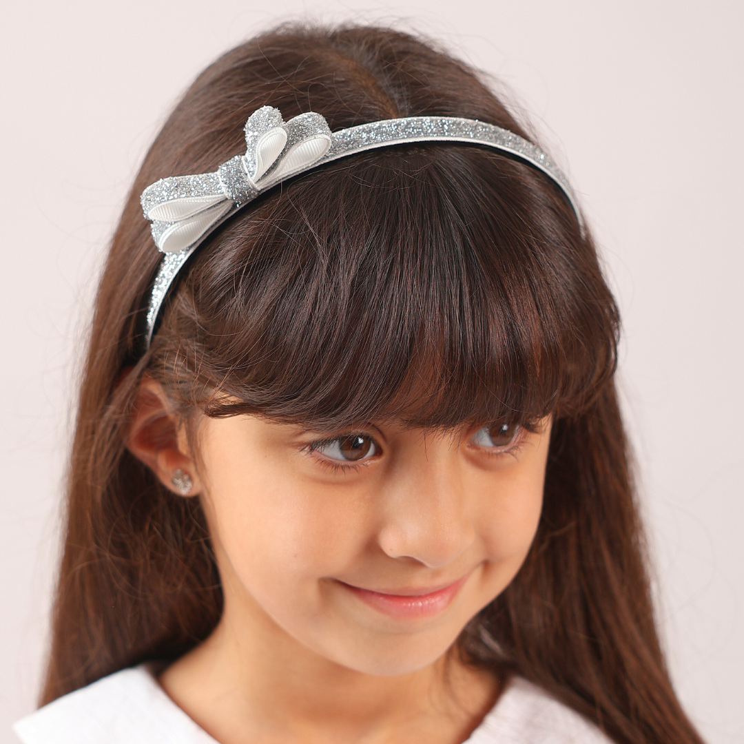 Shiny Ribbon Headband - Silver