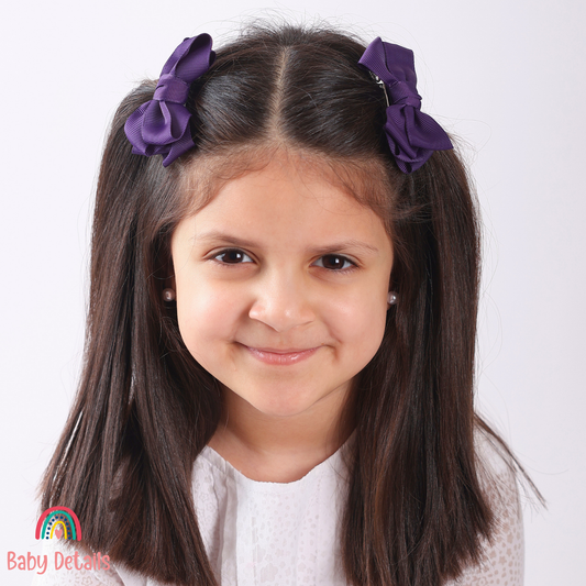 Set of 2 Layers Hair Clip - Dark Purple