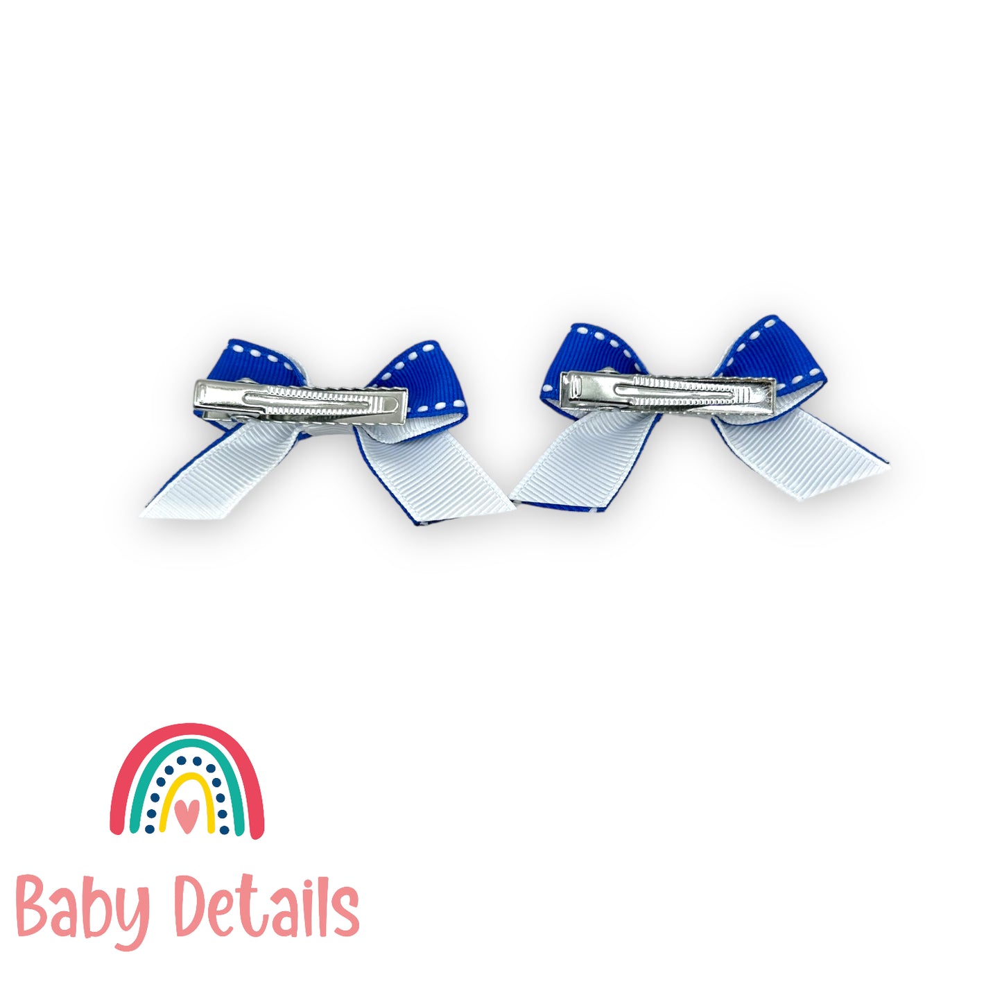 Set of 2 mini stripe hair clips - Royal Blue