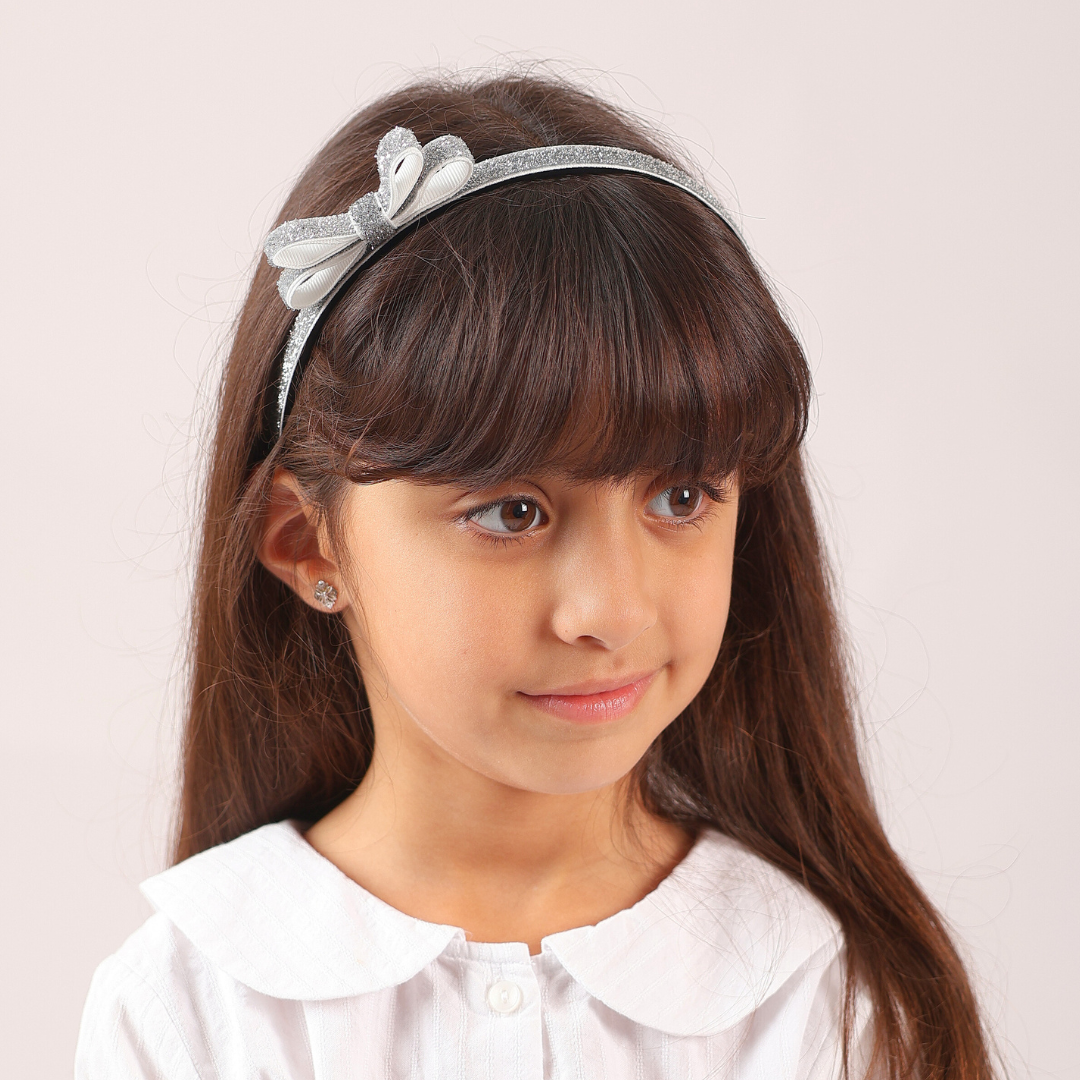 Shiny Ribbon Headband - Silver