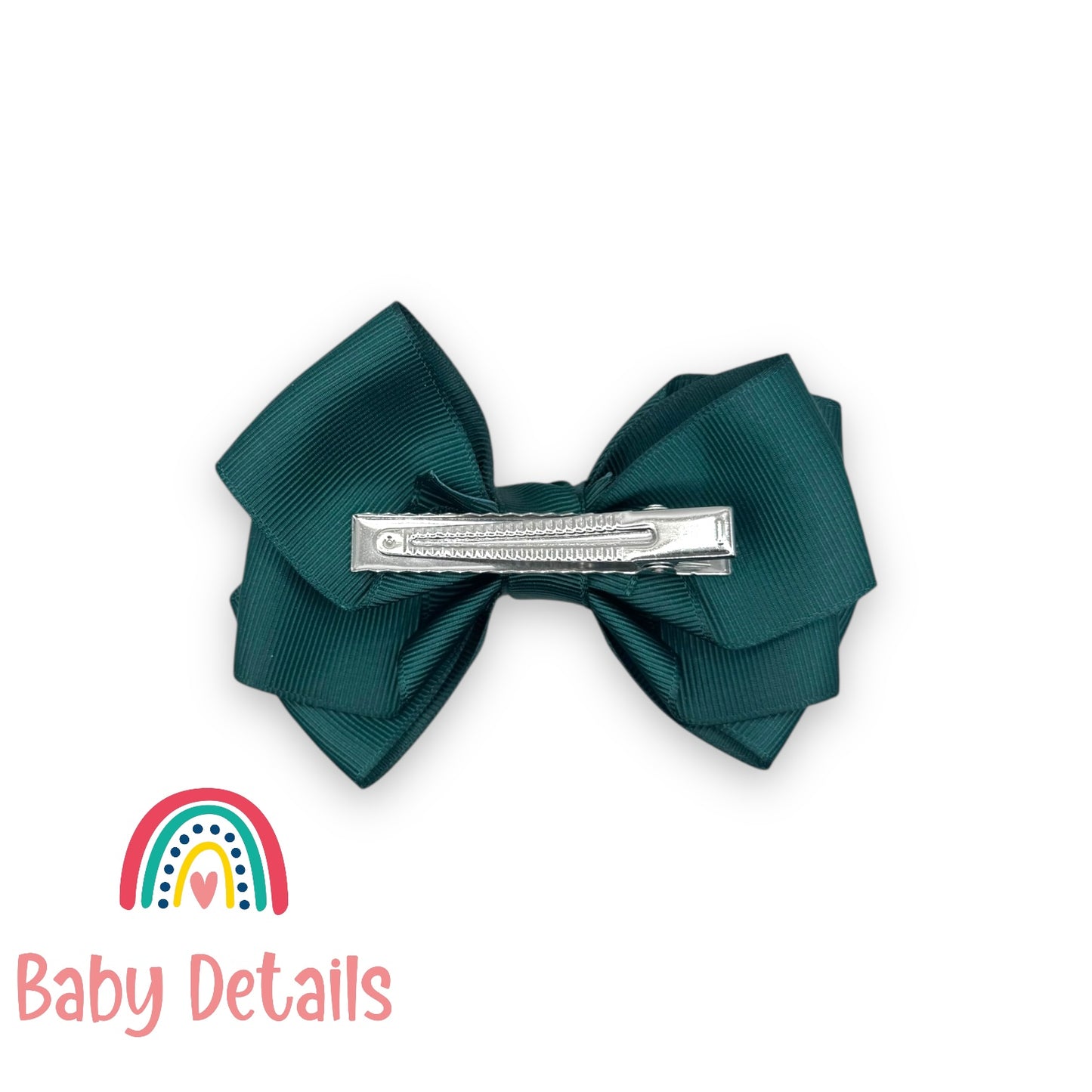 Big Bow Layers Hair Clip - Deep Green