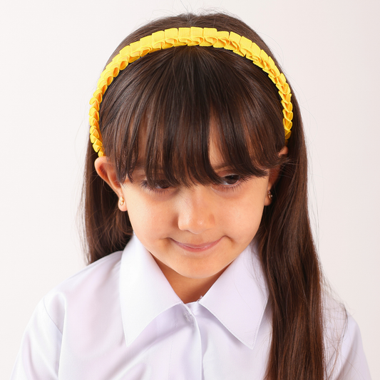 طوق شعر بشريطة الكسرات - أصفر