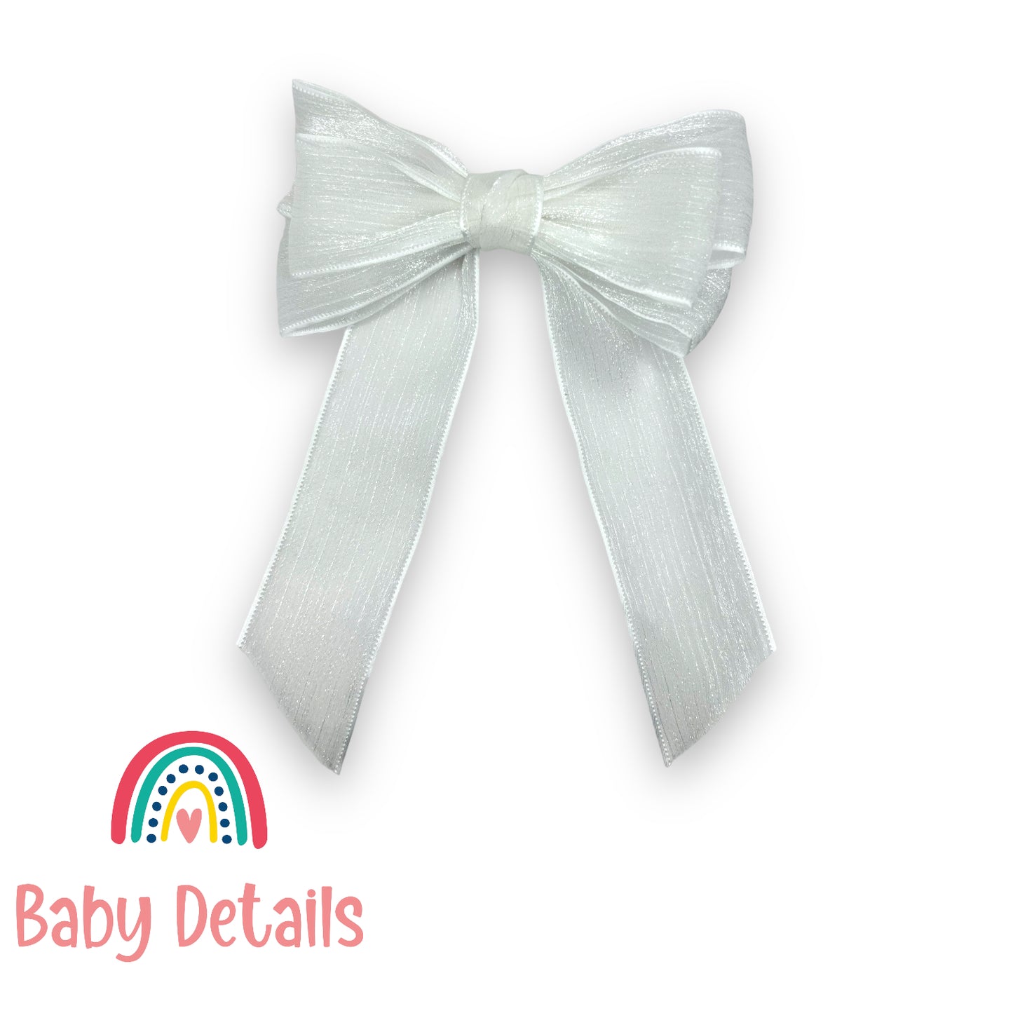 Long Chiffon Hair Clip - White