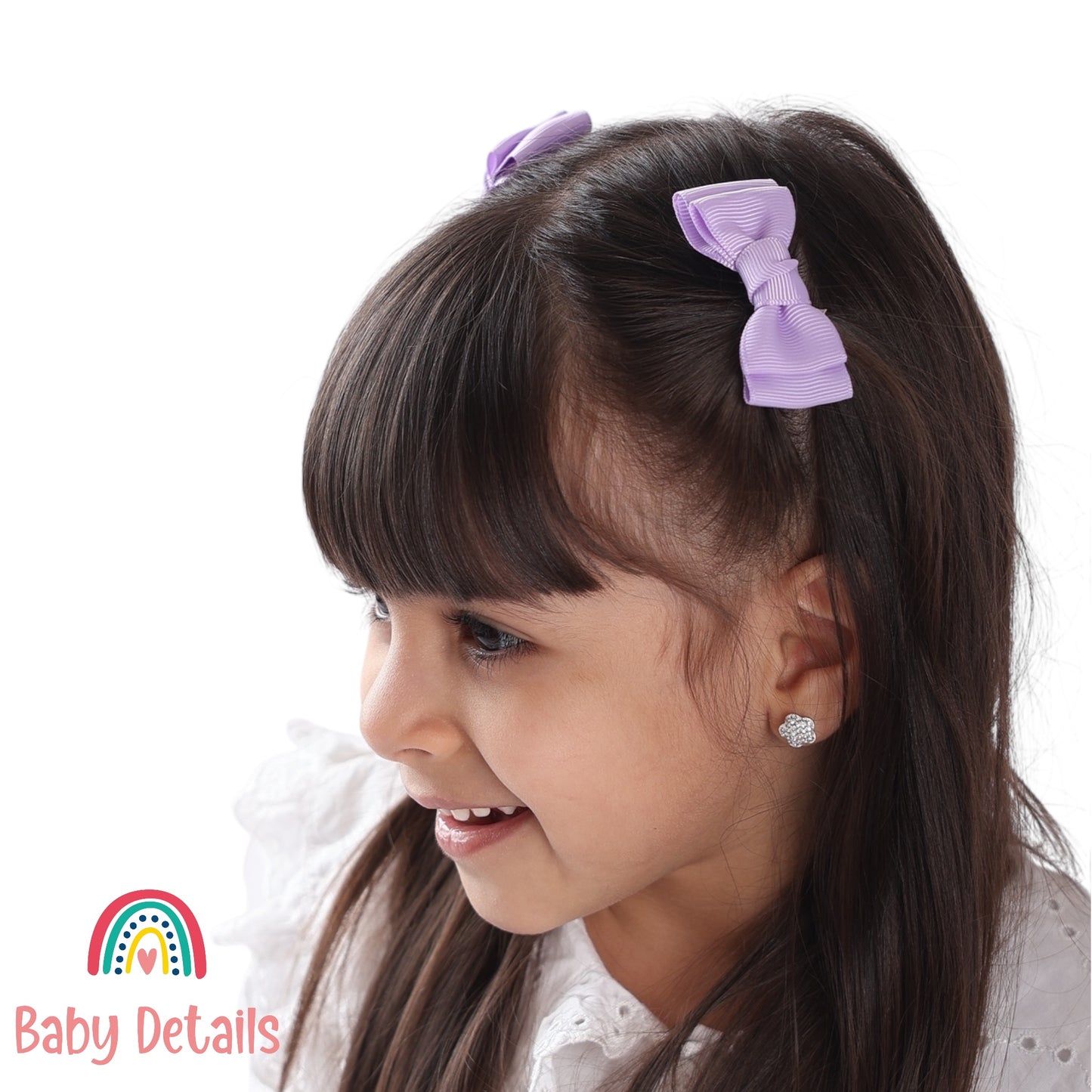 Set of 2 Mini Simple Hair Clips - Purple
