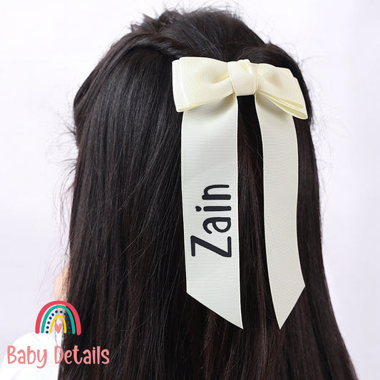 Long Simple Personalized Bow - Off White