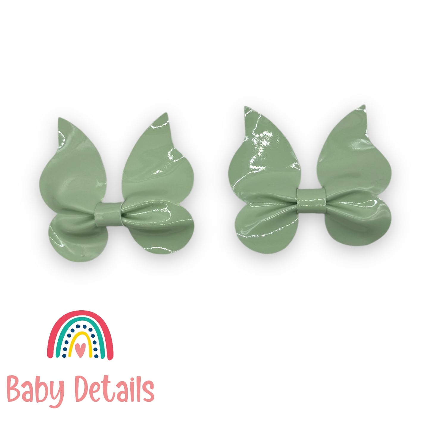 Set of 2 Leather Butterfly Clips - Light Green