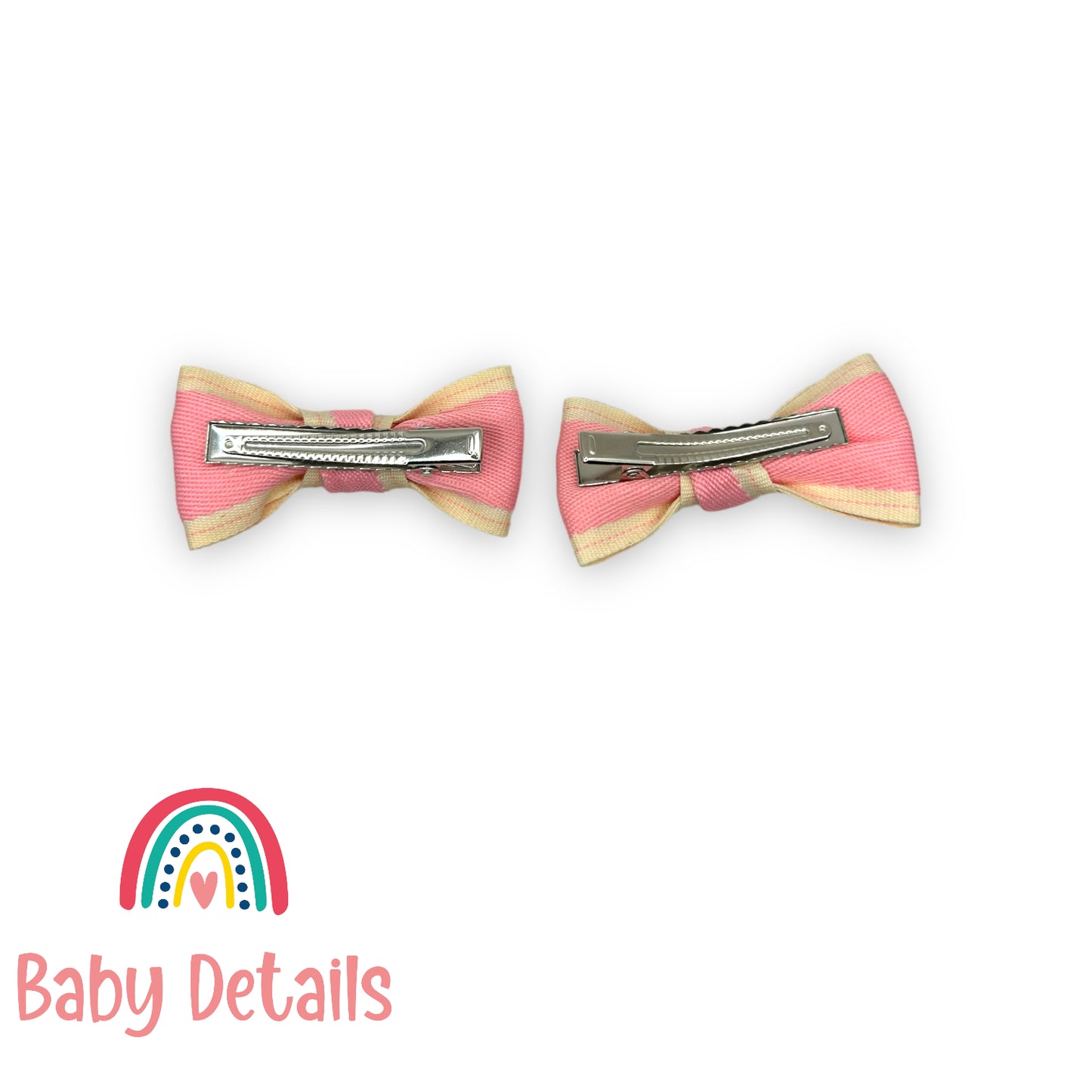 Set of 2 fabric ribbons hair clip - Pink