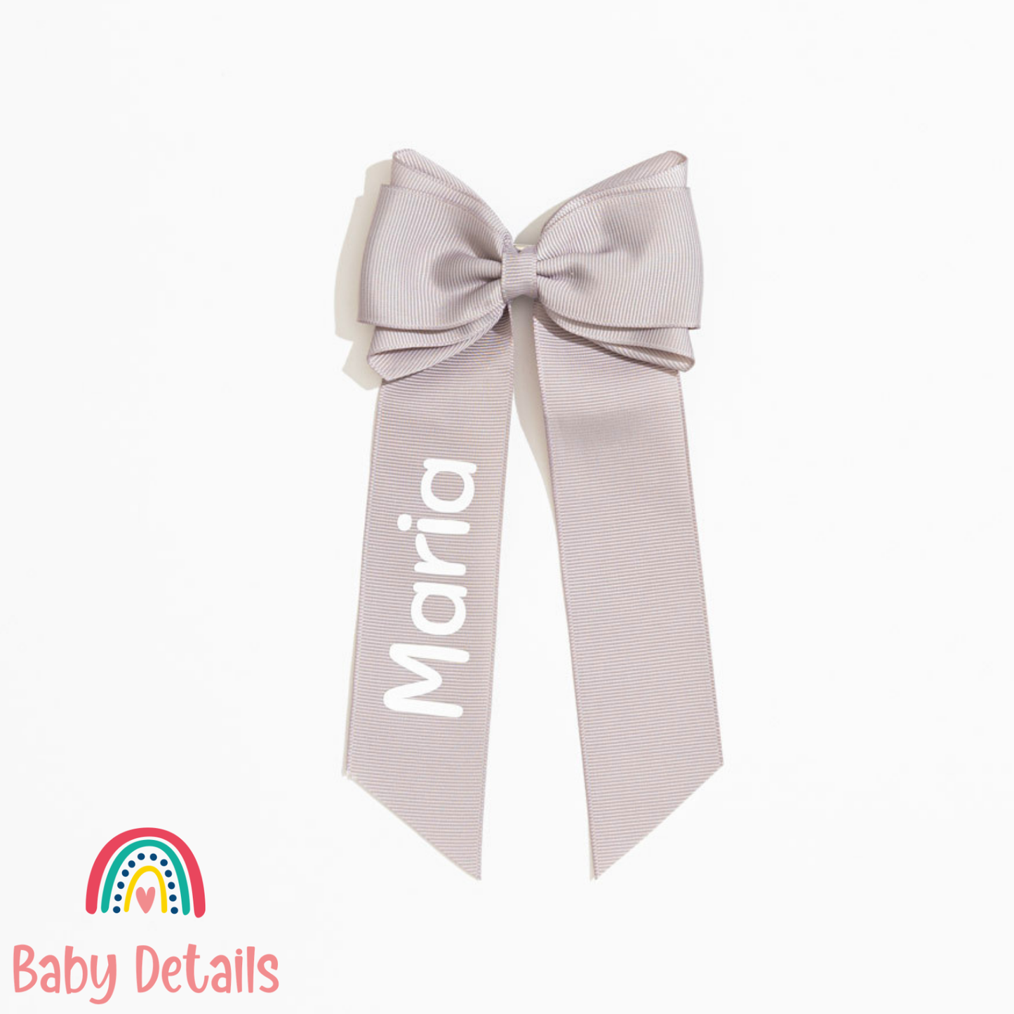 Long Double Personalized Bow - Light Grey