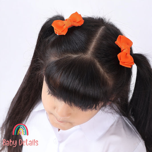 Set of 2 Mini Layers Hair Clips - Orange