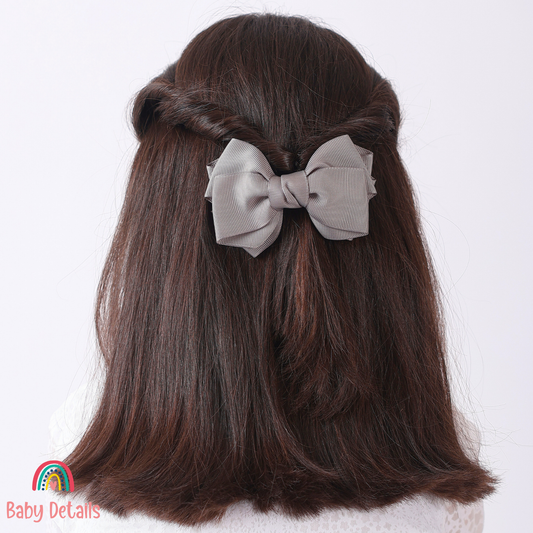 Big Bow Layers Hair Clip - Dark Grey