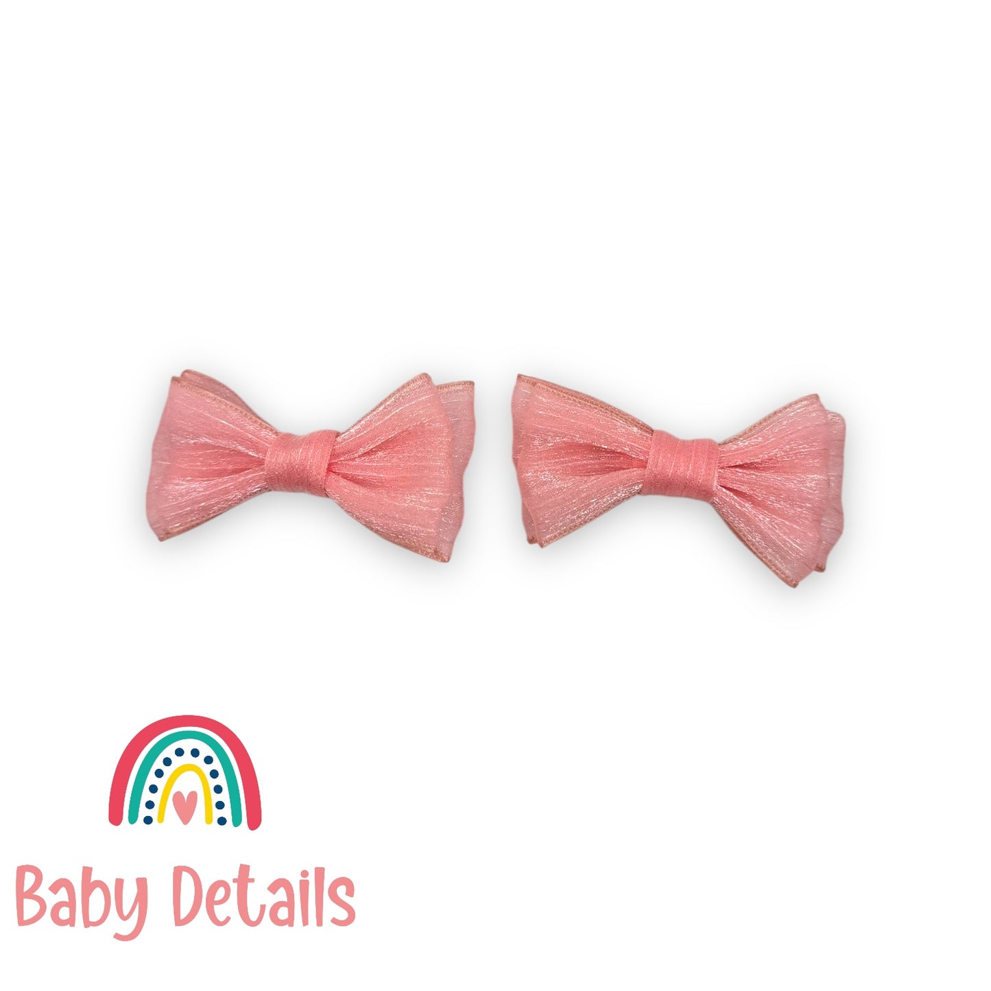 Set of 2 Soft Chiffon Hair Bows - Coral