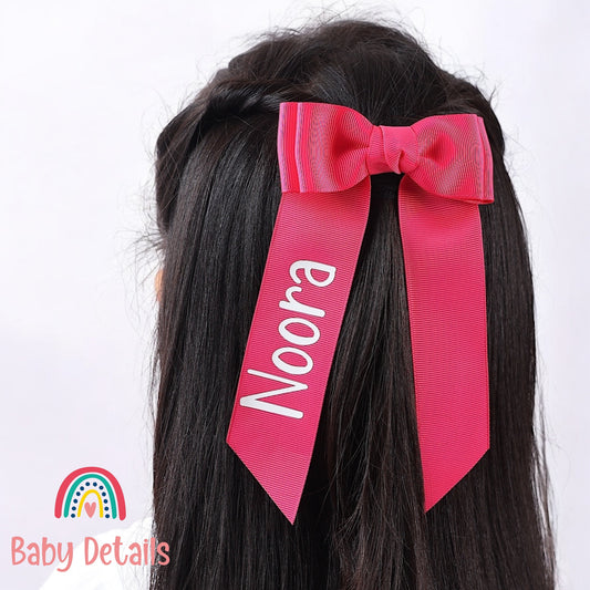 Long Simple Personalized Bow - Fuchsia