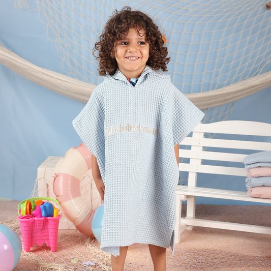Waffle Hooded Poncho Towel - Ocean Breeze