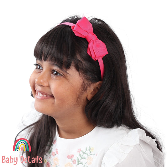 Headband with Layered Bow - Fuchsia