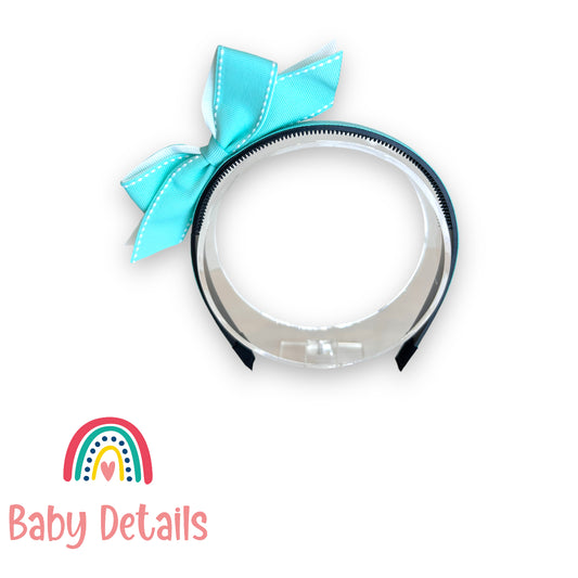 Headband with stripe bow - Aqua Green