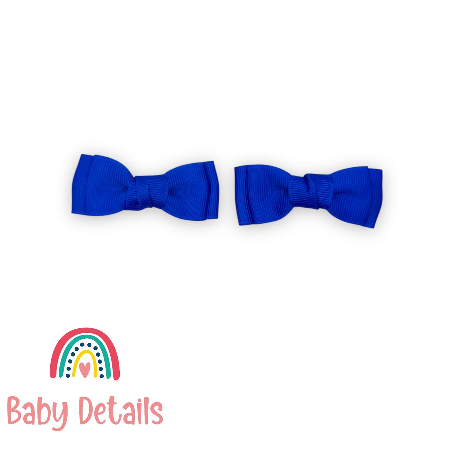 Set of 2 Mini Simple Hair Clips - Royal Blue
