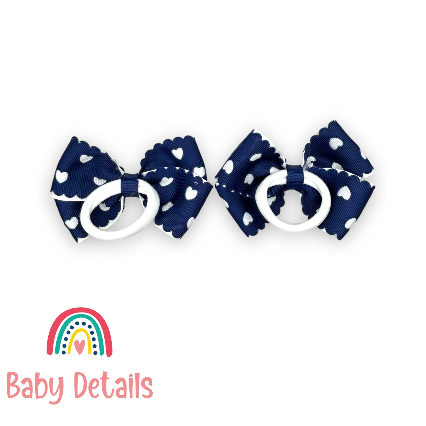 Set of 2 hearts hair ties - Navy Blue