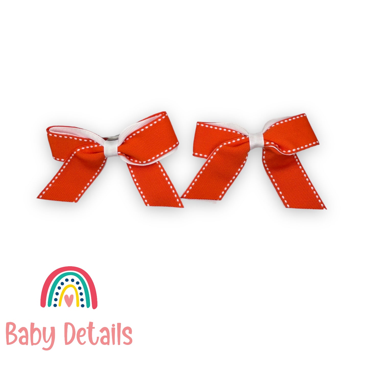 Set of 2 stripe hair clips - Orange