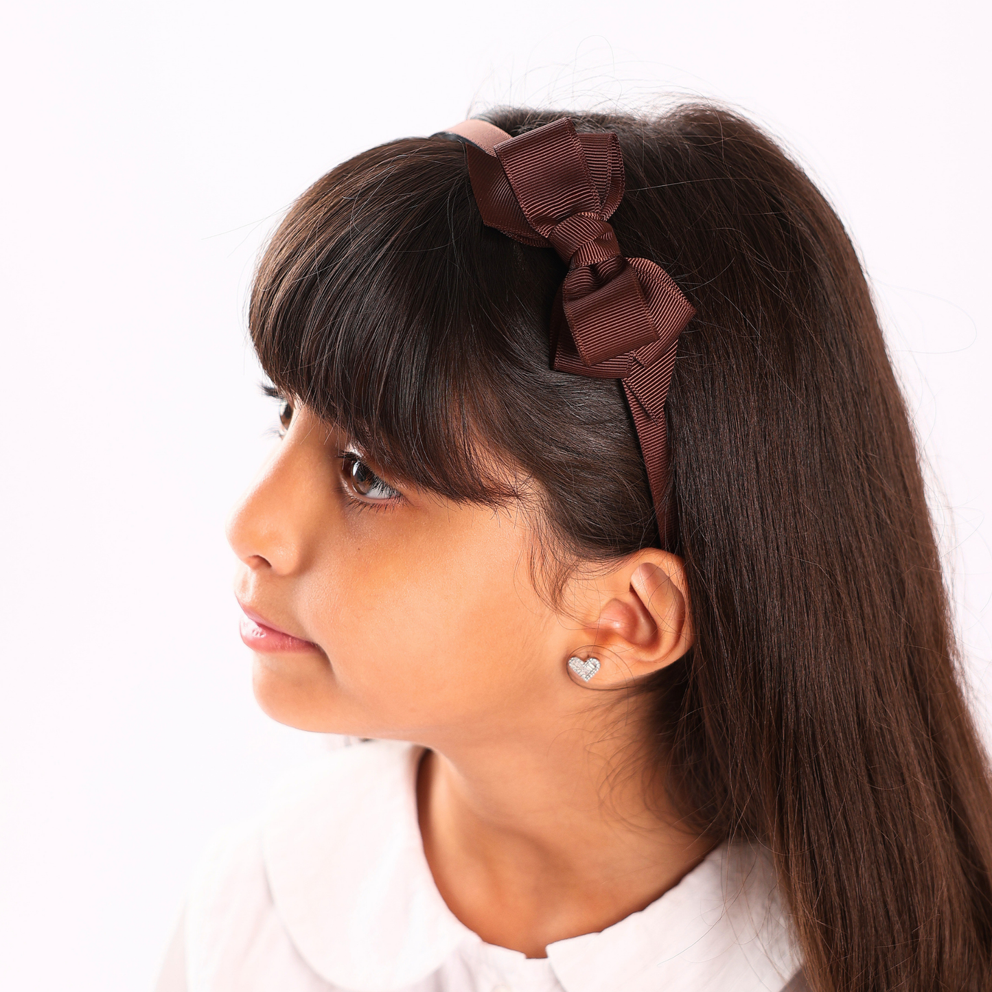 Puff Bow Headband - Brown
